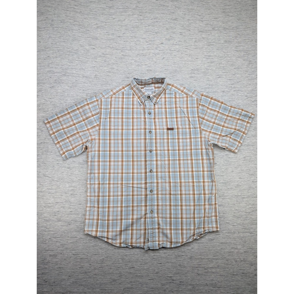 Carhartt Plaid Shirt Short Sleeve Button Up Casual Work‎ Shirt Mens L